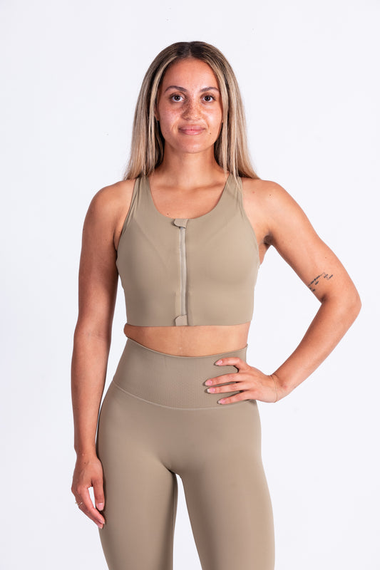 Movement Zippered Sports Bra Olive