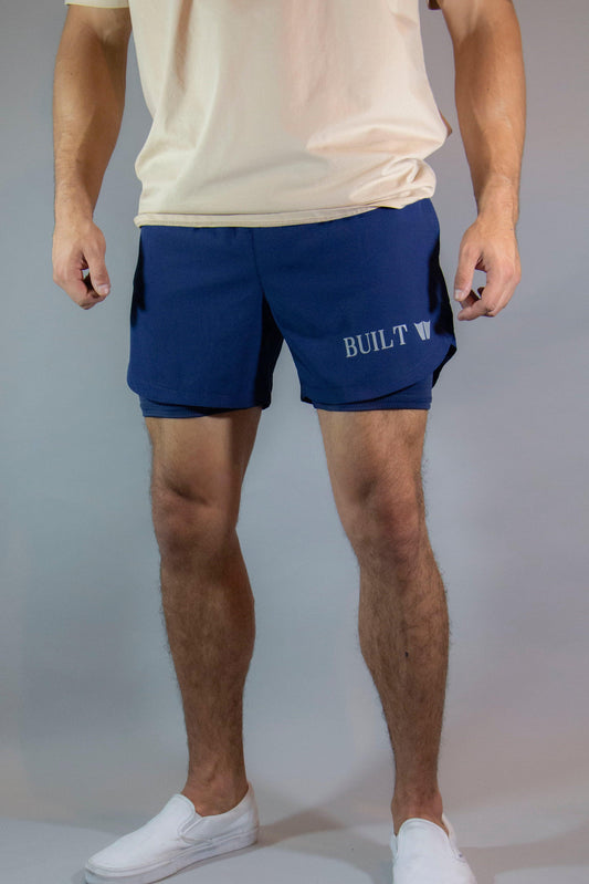 Two in One Athletic Shorts 5" Navy Blue - builtwear