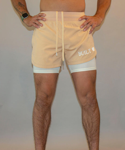 Two in one Athletic Shorts 5" Tan - builtwear