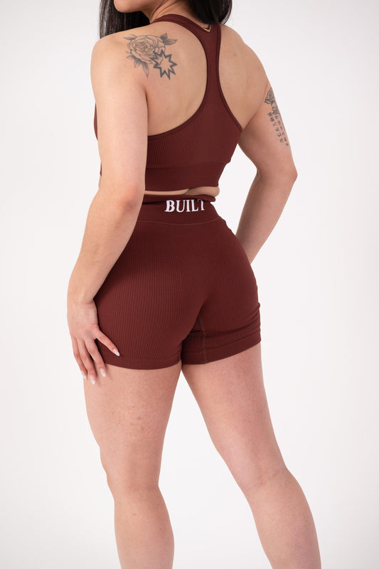 Strengthen Ribbed Shorts 5" Chocolate Brown - builtwear