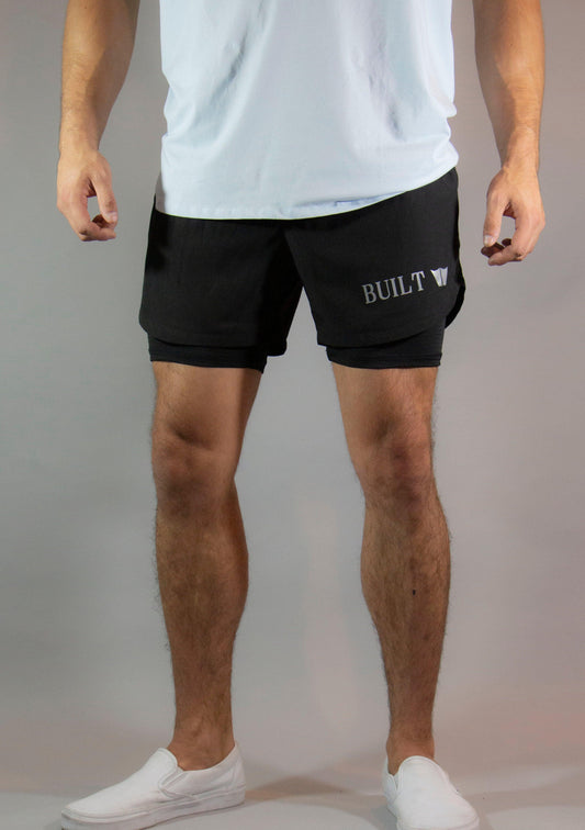 Two in one Athletic Shorts 5" Black - builtwear