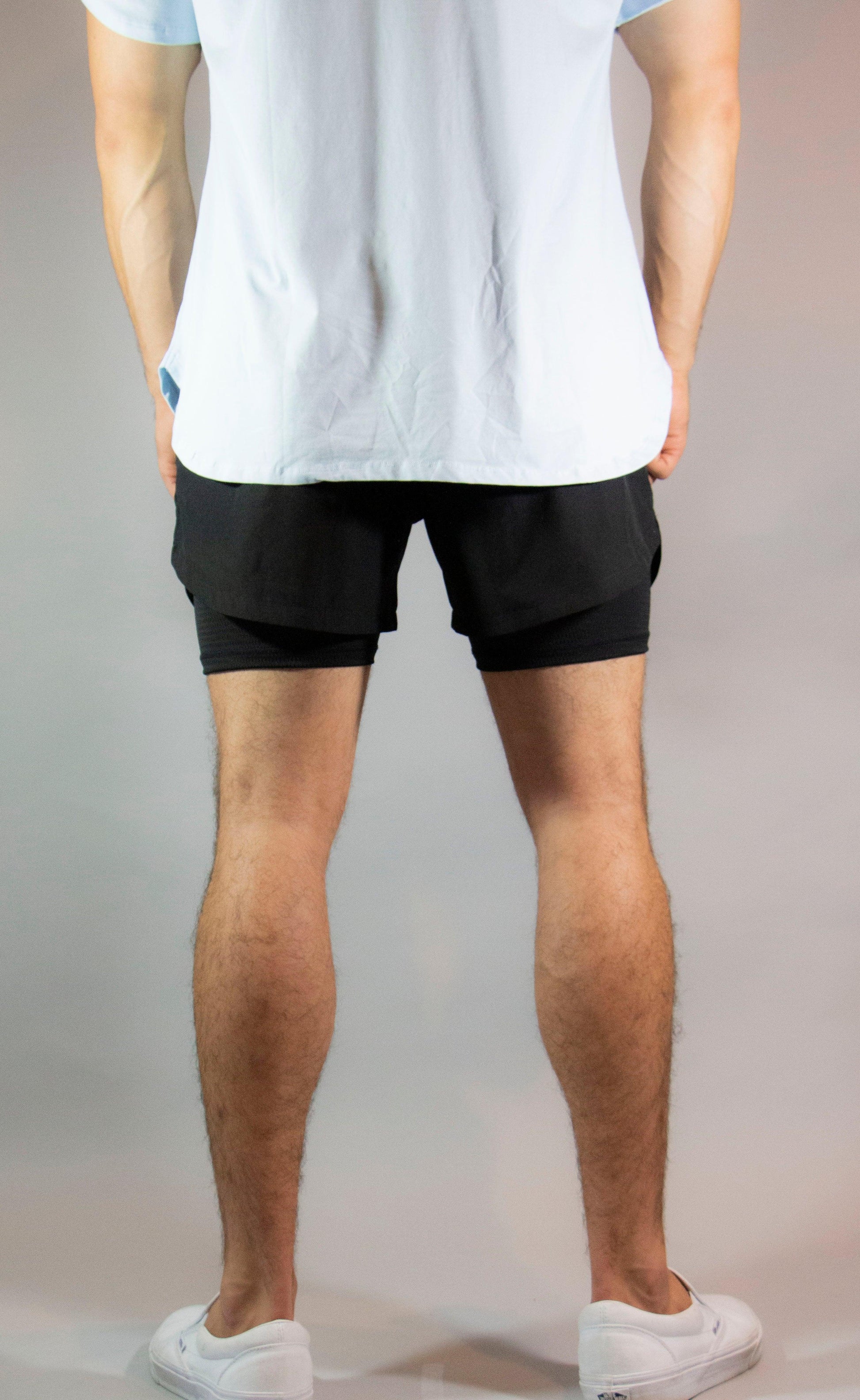 Buy Men's 5 Black Two-In-One Athletic Shorts