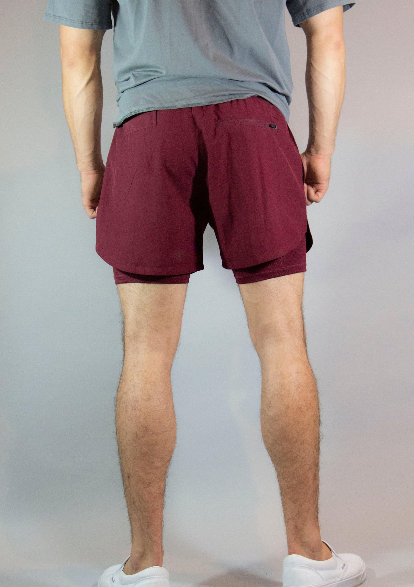 Two in one Athletic Shorts 5" Burgundy - builtwear