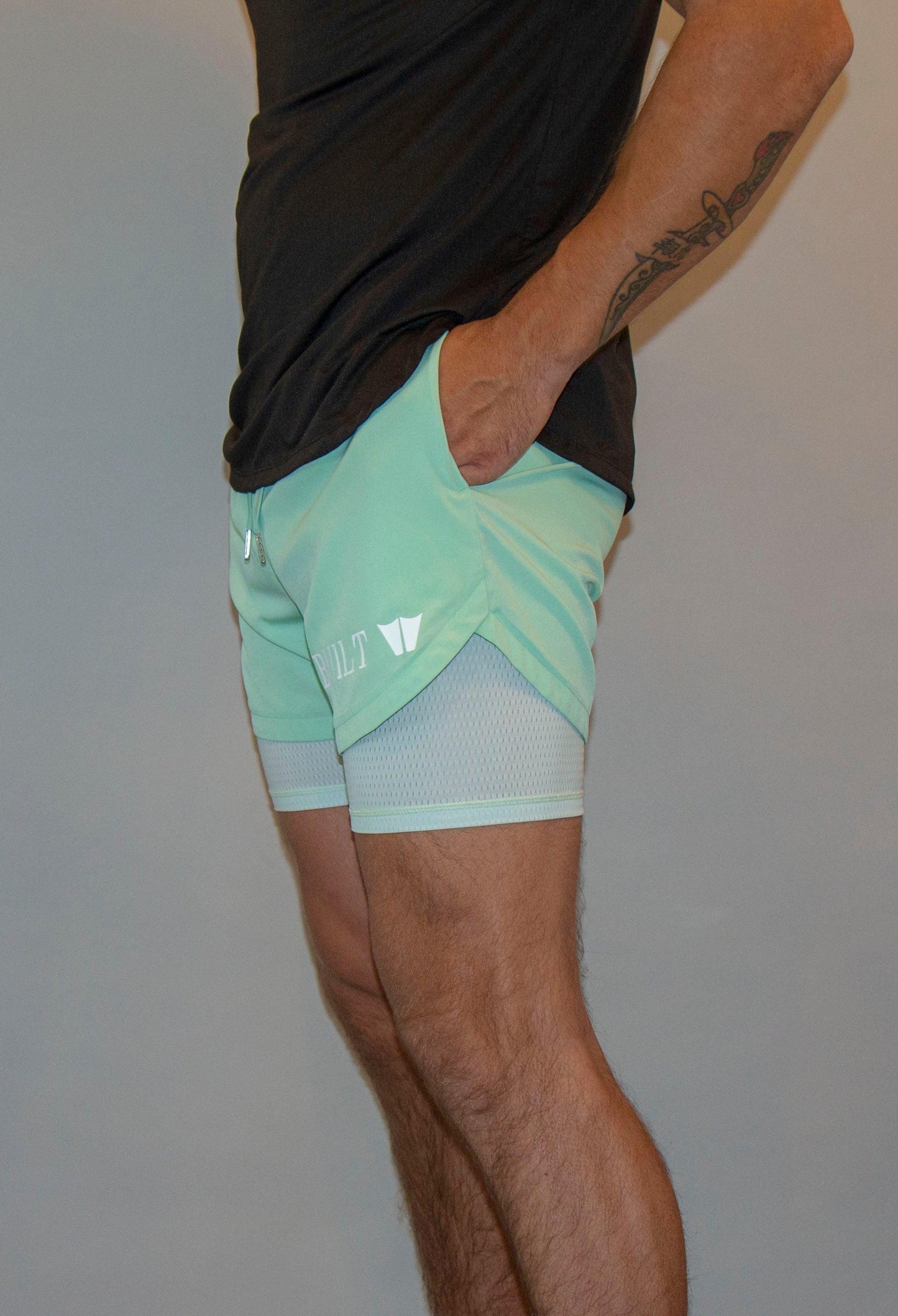 Two in one Athletic Shorts 5" Mint - builtwear