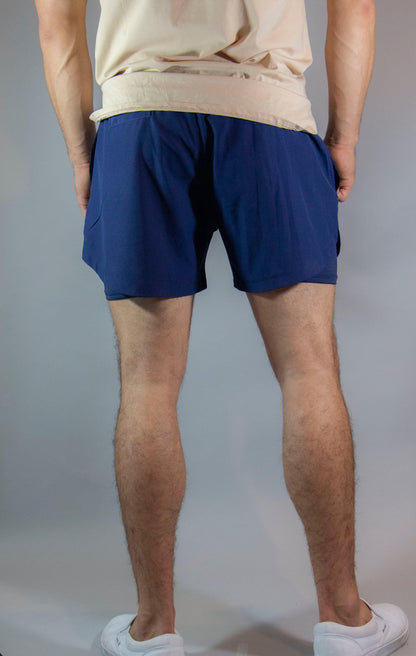 Two in One Athletic Shorts 5" Navy Blue - builtwear