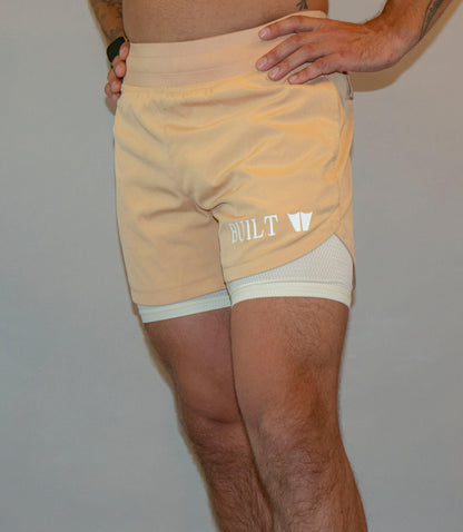 Two in one Athletic Shorts 5" Tan - builtwear